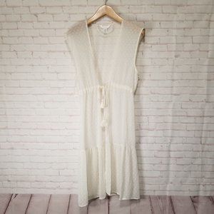 Lauren Conrad Cover-Up Adult M/L Sheer White Adjustable Waist Preppy Sleeveless